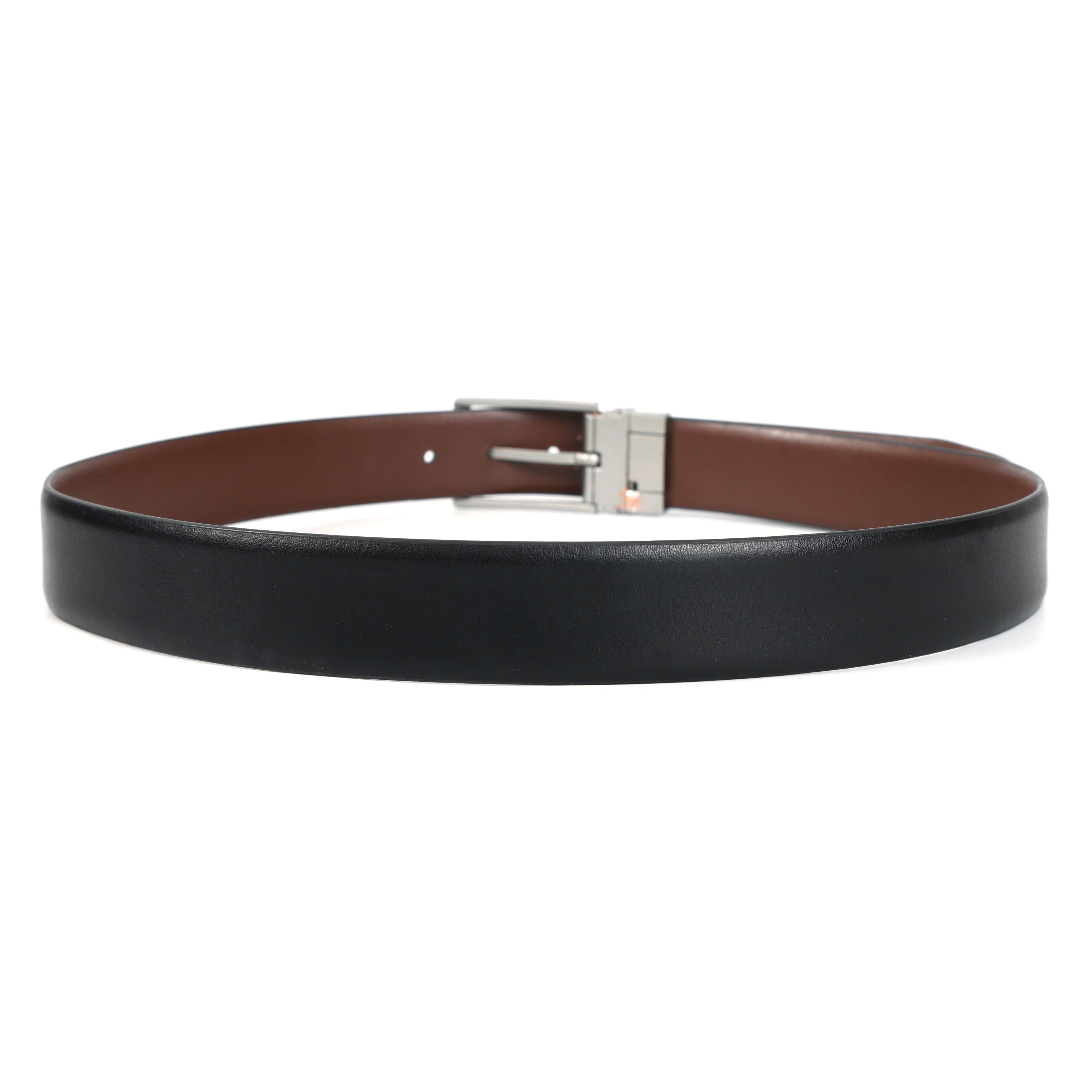 Berbanto Classic Smooth Reversible Belt – Silver Buckle