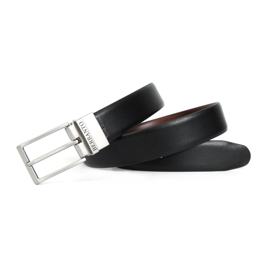 Berbanto Classic Smooth Reversible Belt – Silver Buckle