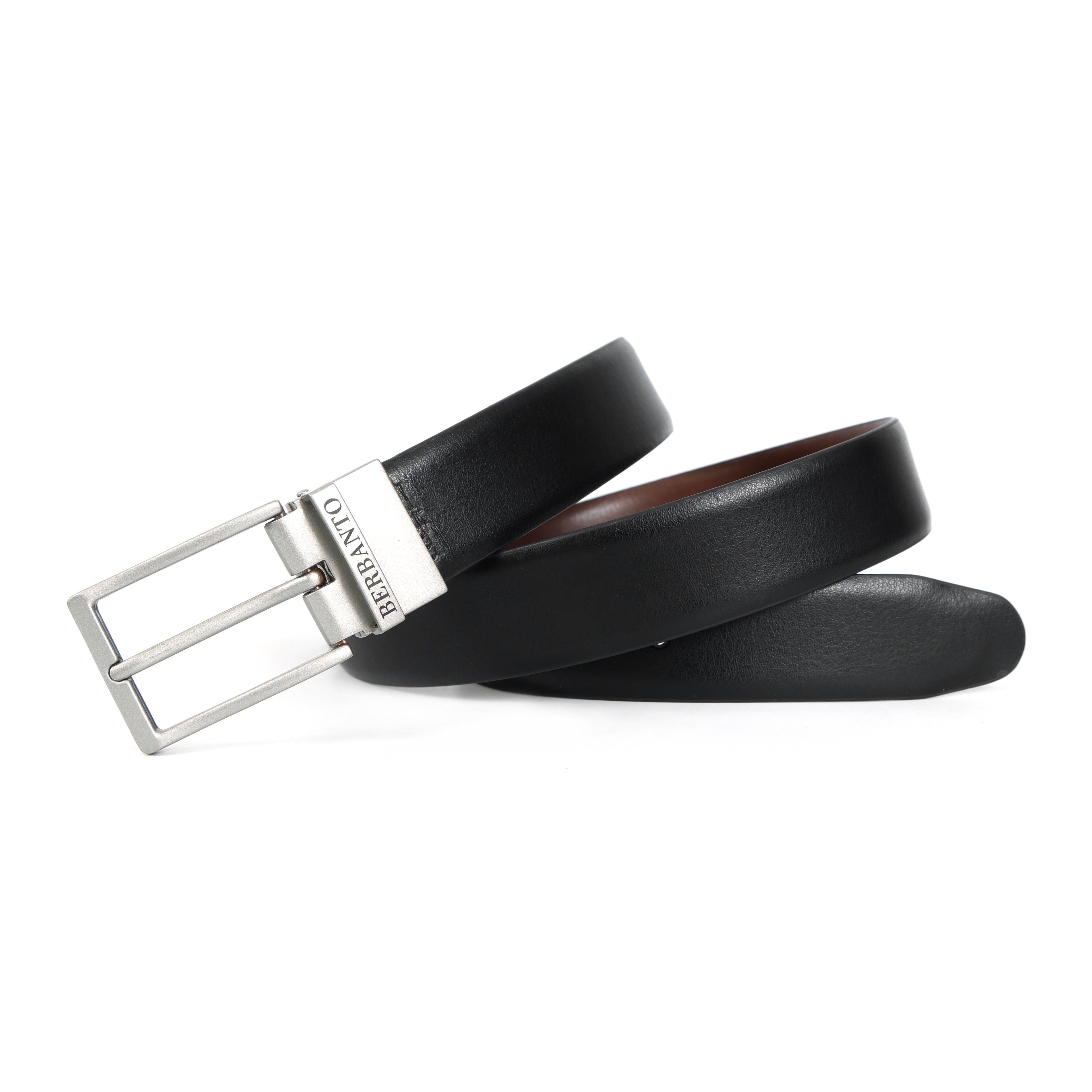 Berbanto Classic Smooth Reversible Belt – Silver Buckle