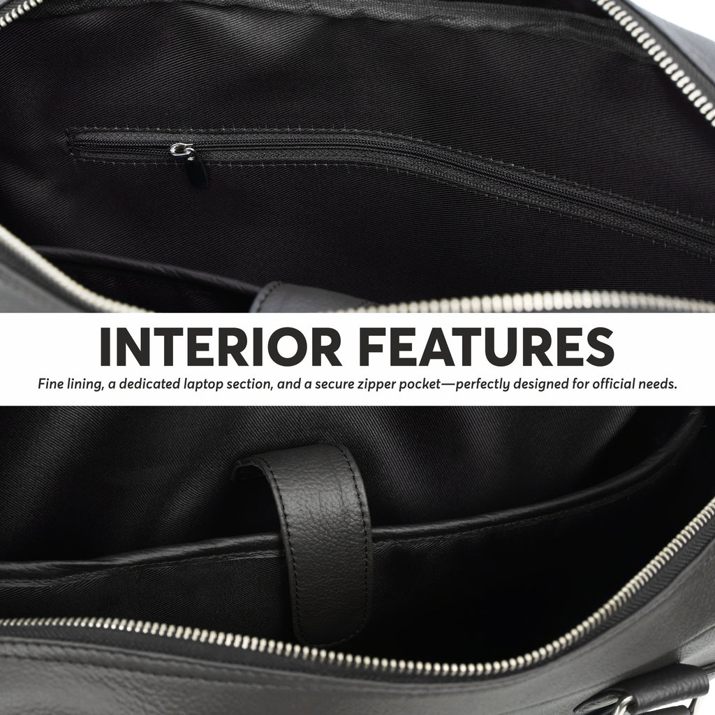 Black Full-Grain Leather Laptop Bag
