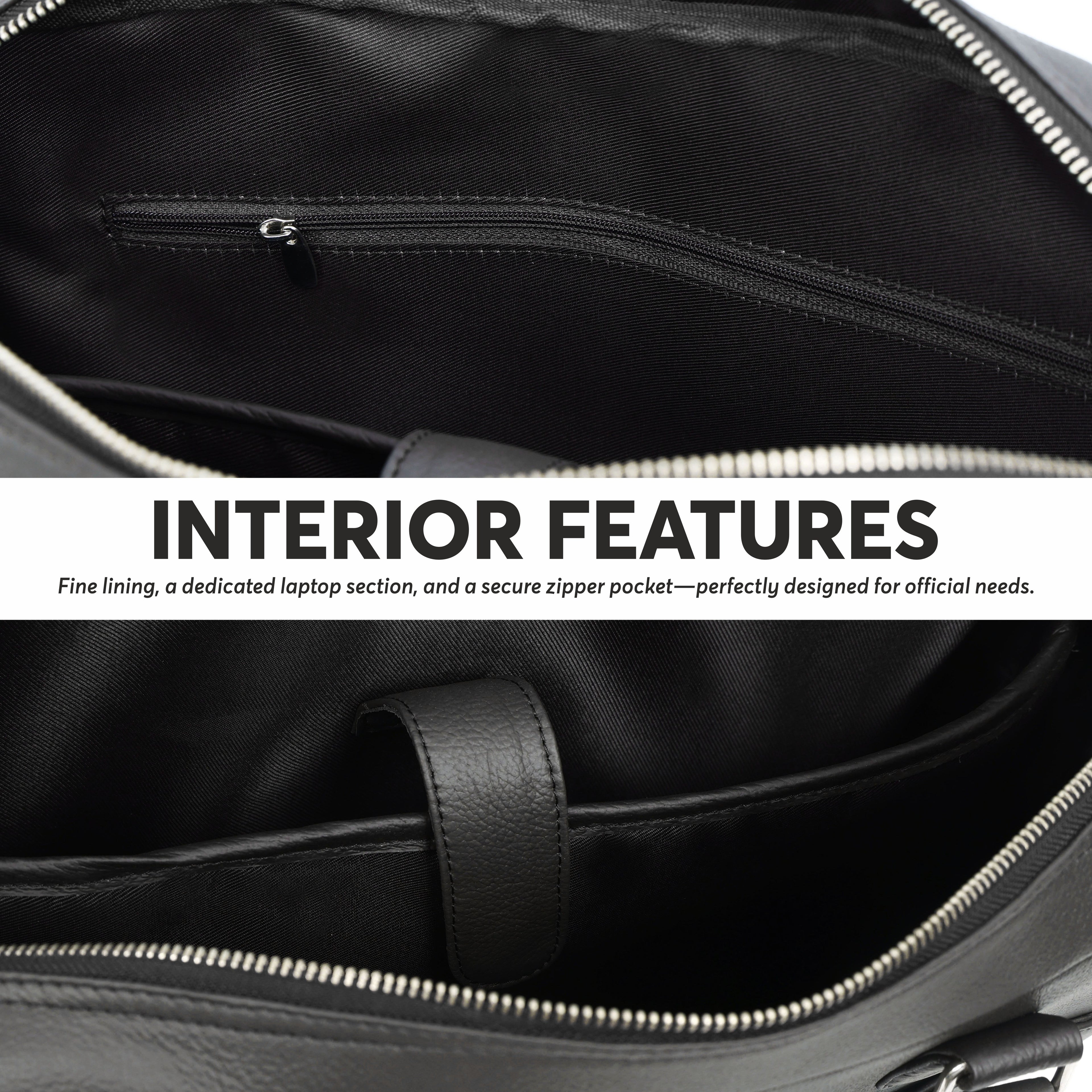 Black Full-Grain Leather Laptop Bag