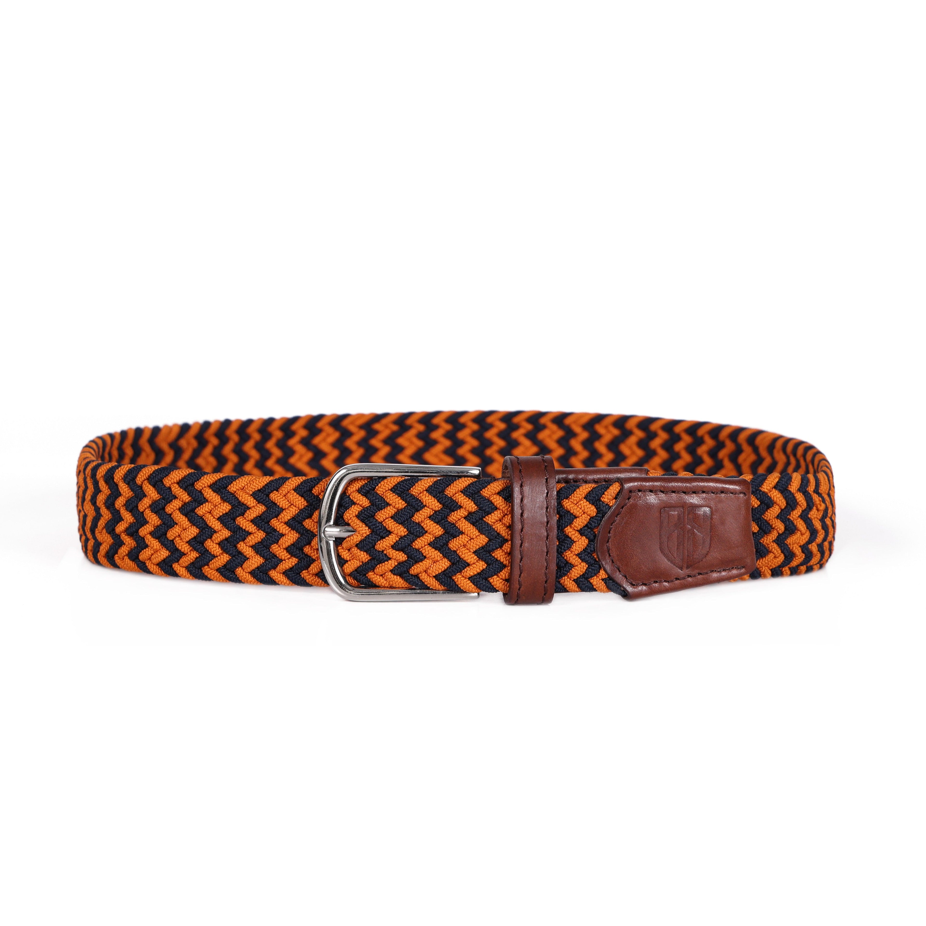 Unisex Orange Braided Belt with Stylish Buckle
