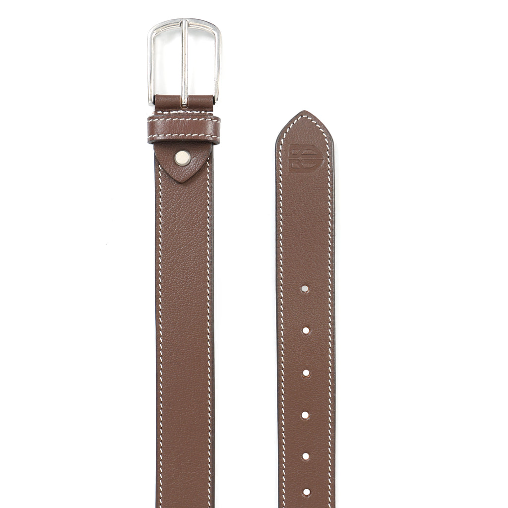 Berbanto Cambridge Stitch Leather Belt - Cognac Brown