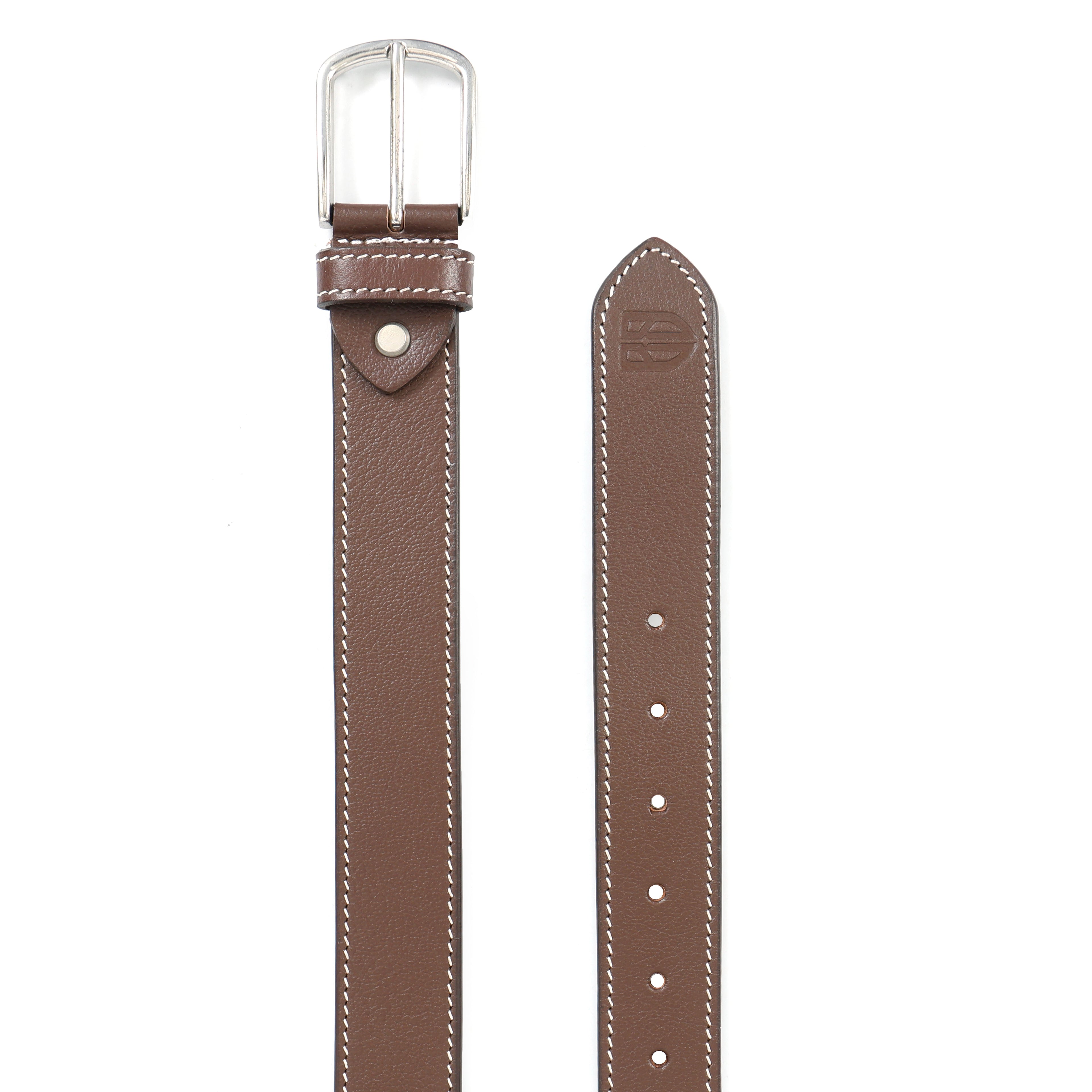 Berbanto Cambridge Stitch Leather Belt - Cognac Brown