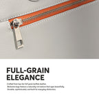 Beige Full-Grain Leather Laptop Bag