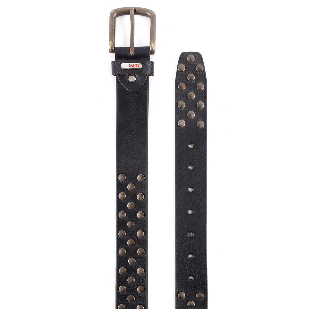 Berbanto Blackout Full-Grain Studded Leather Belt