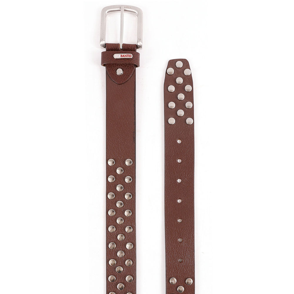 Berbanto Asphalt Full-Grain Studded Leather Belt