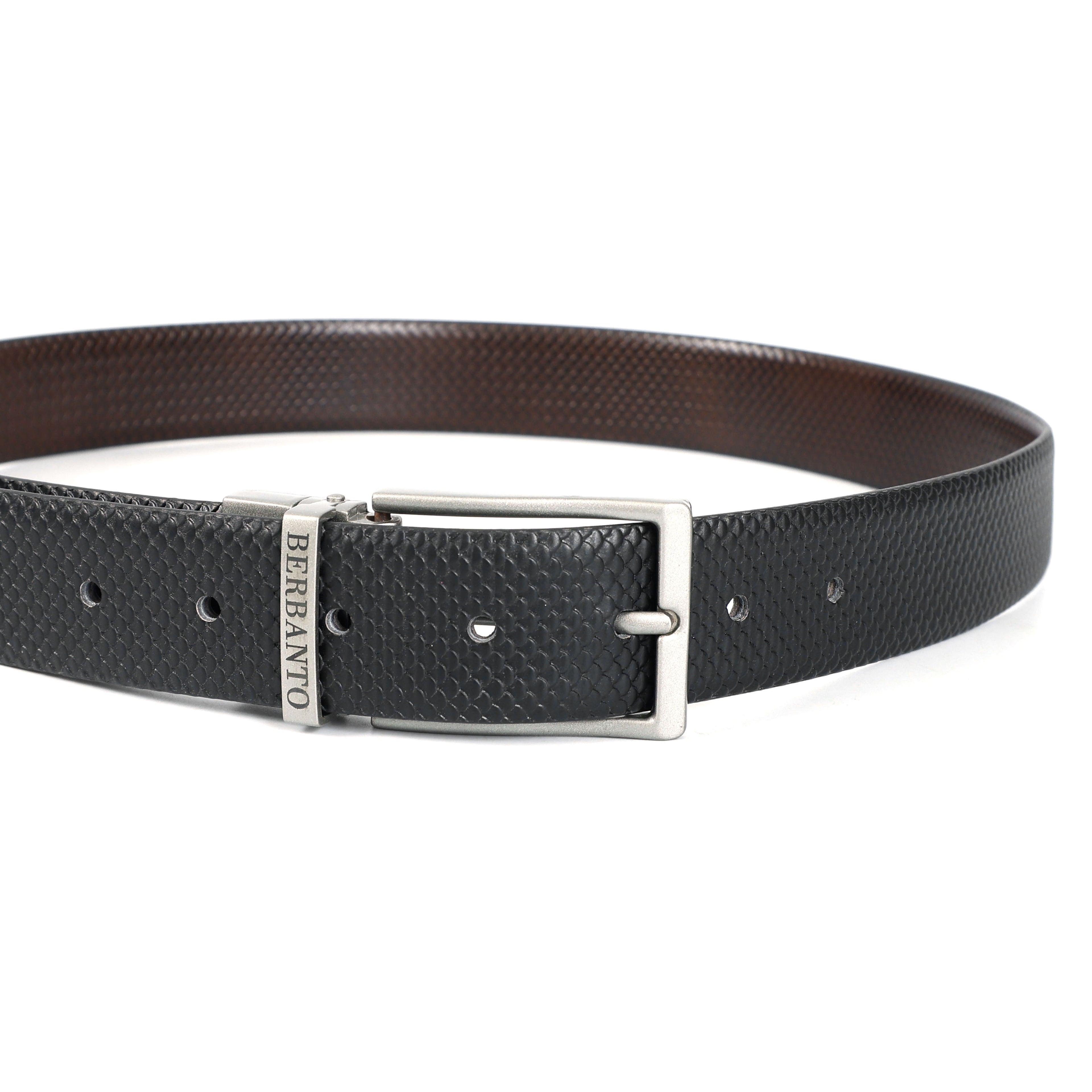 Berbanto Honeycomb Reversible Belt – Silver Buckle