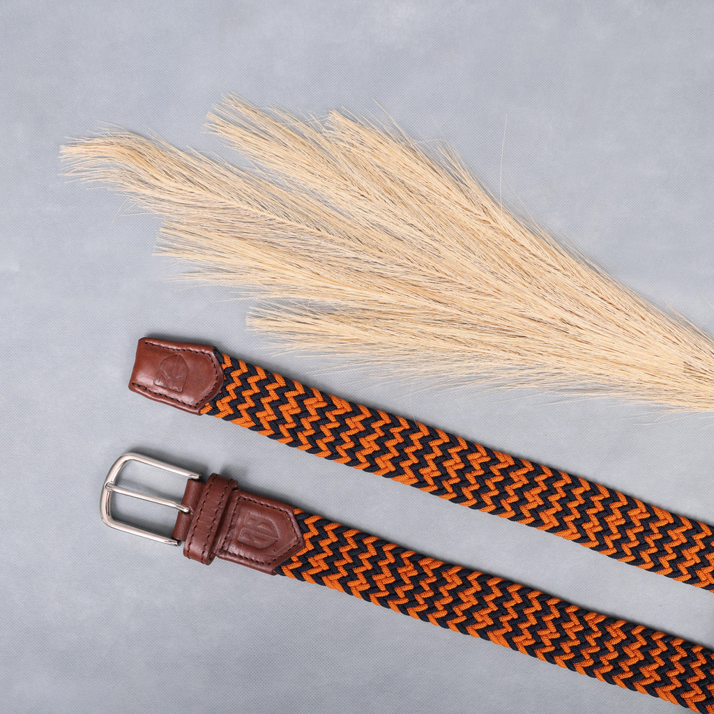 Unisex Orange Braided Belt with Stylish Buckle