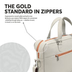 Beige Full-Grain Leather Laptop Bag
