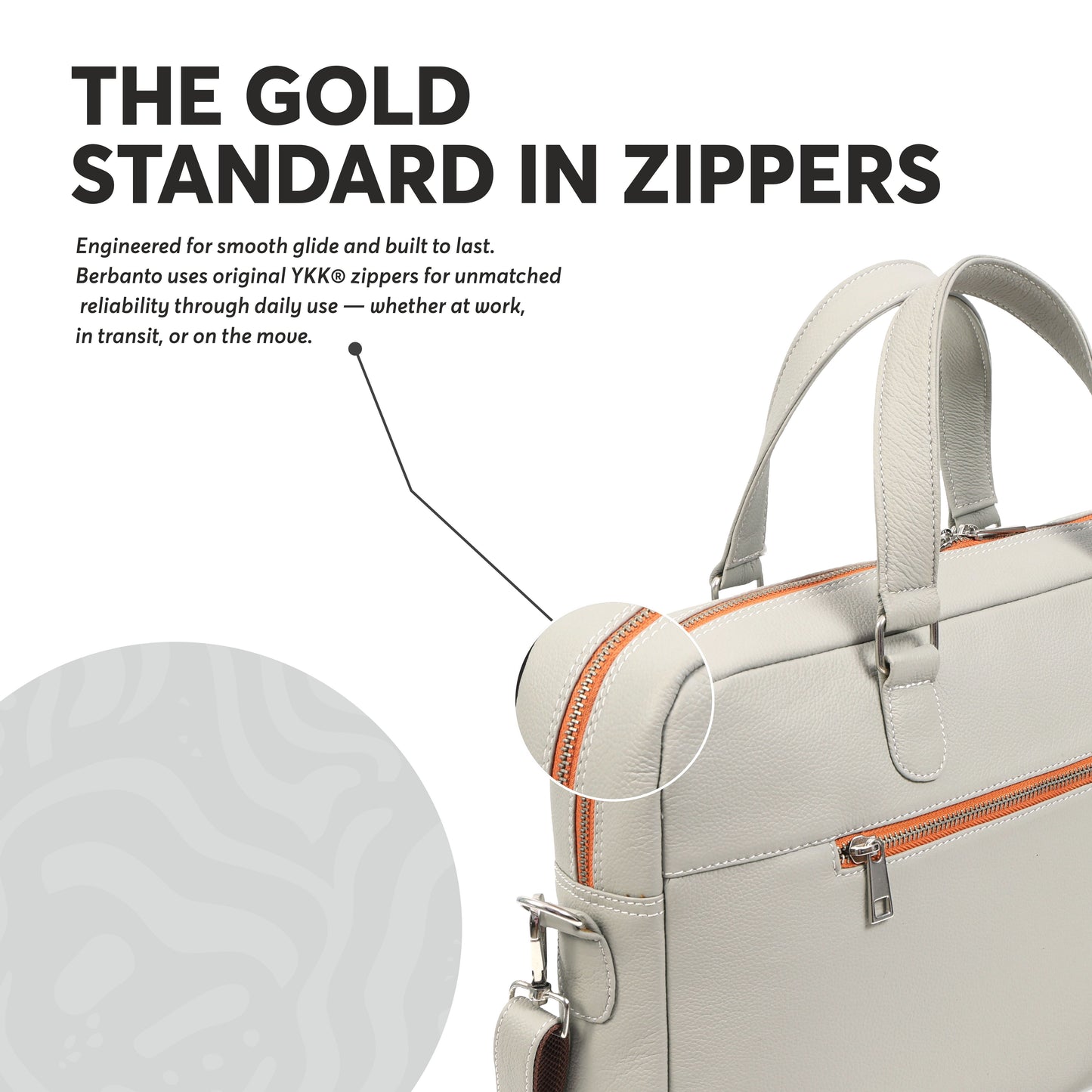 Beige Full-Grain Leather Laptop Bag