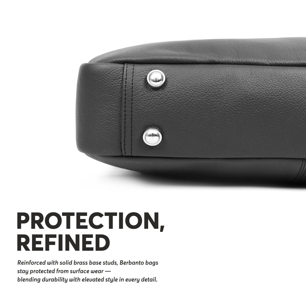 Black Full-Grain Leather Laptop Bag