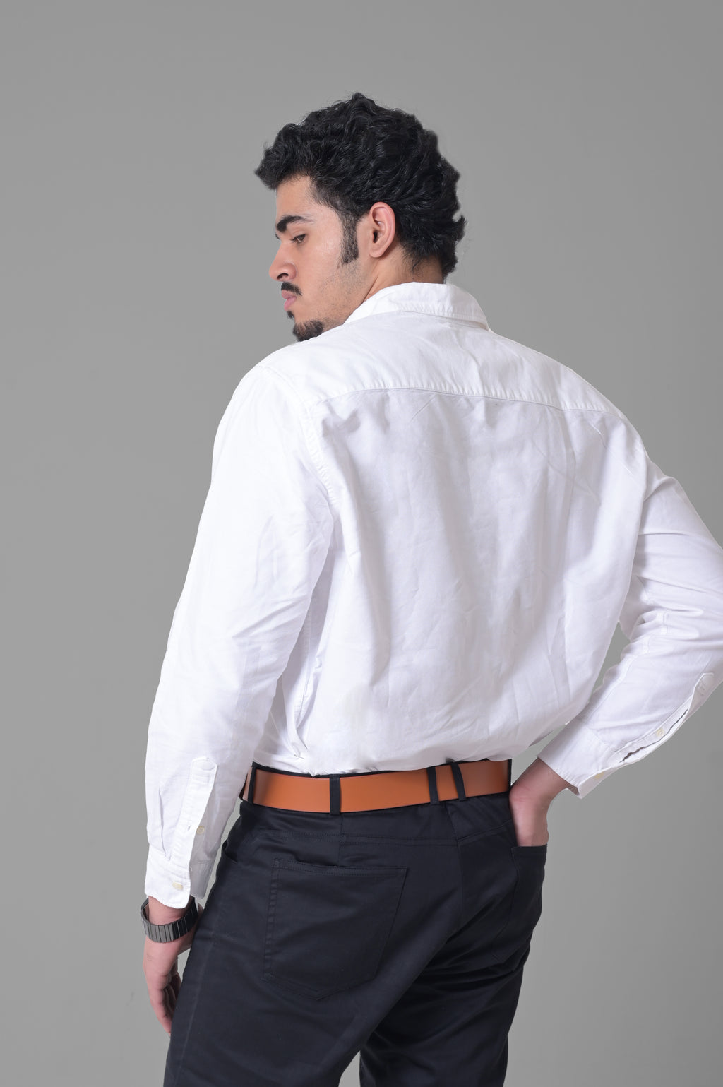 Tan Leather Belt with Silver Buckle