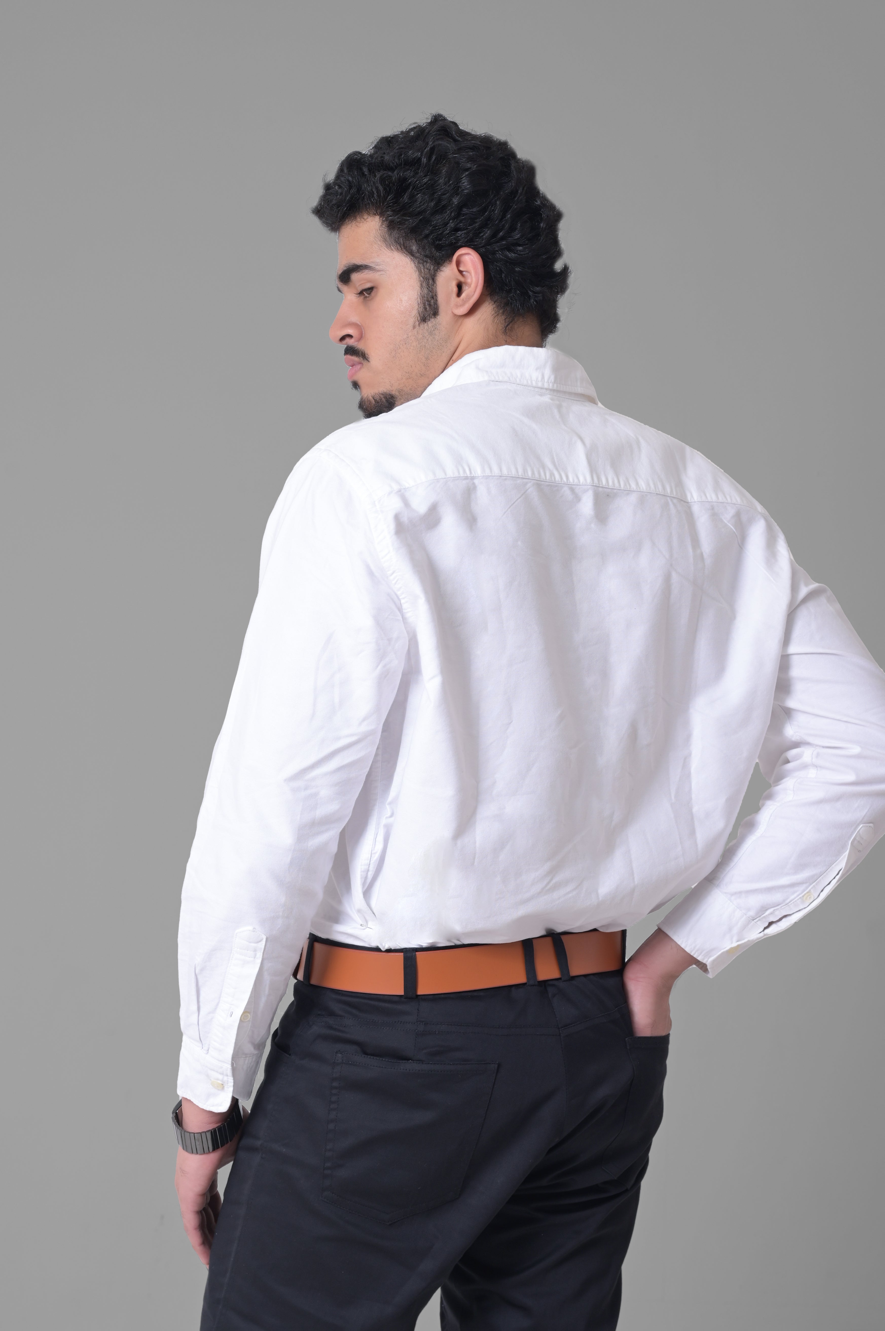 Tan Leather Belt with Silver Buckle