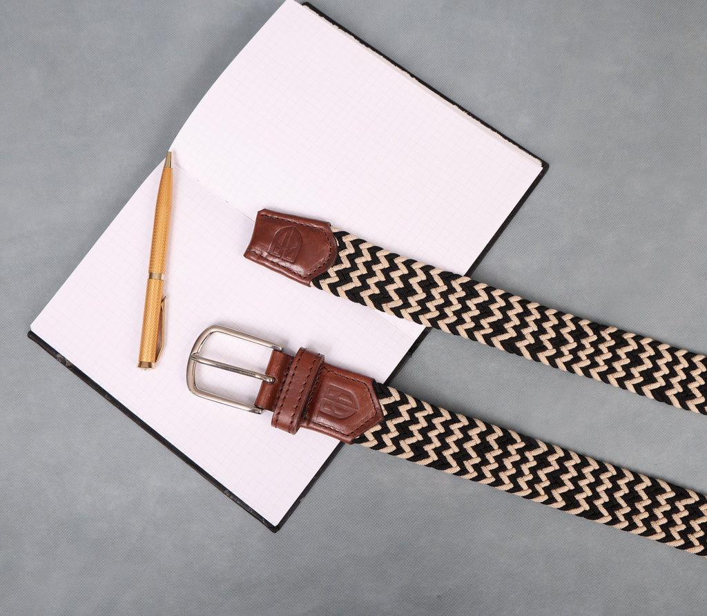 Unisex Black and White Braided Belt