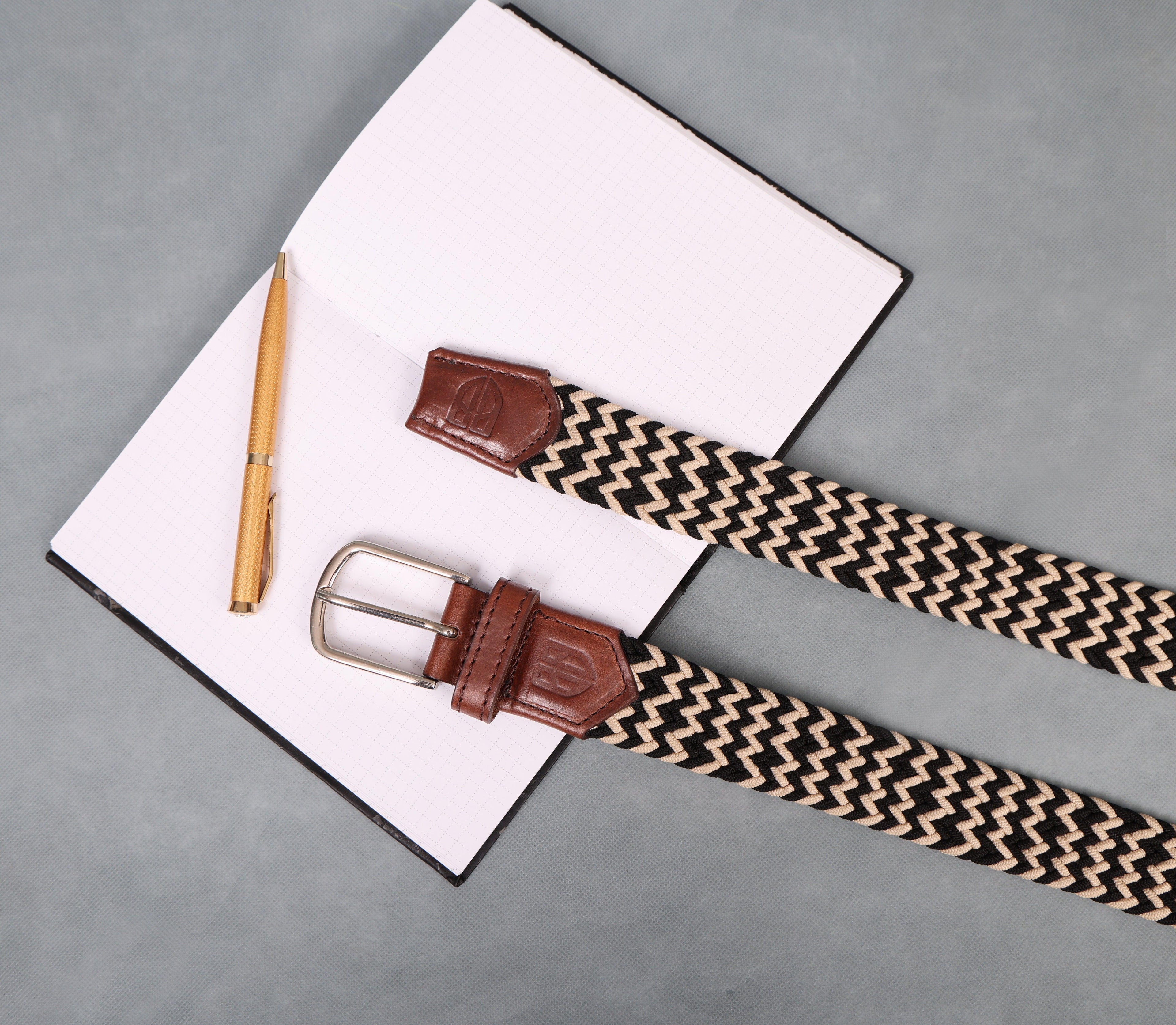 Unisex Black and White Braided Belt