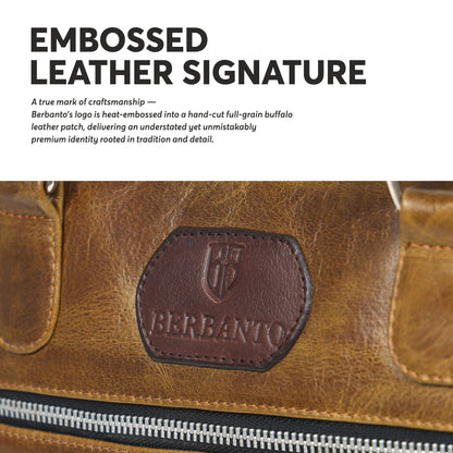 Tan Full-Grain Crunch Leather Laptop Bag