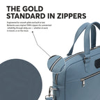 Steel-Blue Full-Grain Leather Laptop Bag