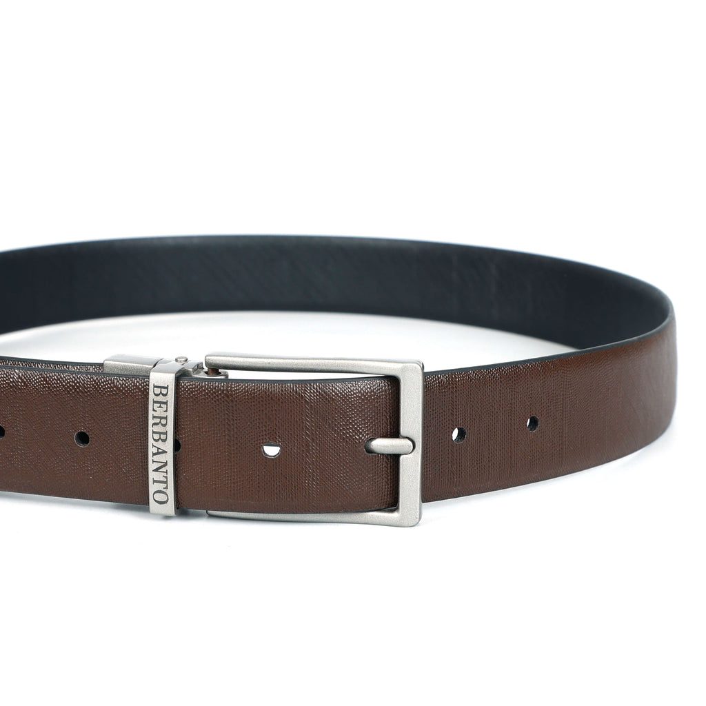 Berbanto Saffiano Prime Reversible Belt – Silver Buckle