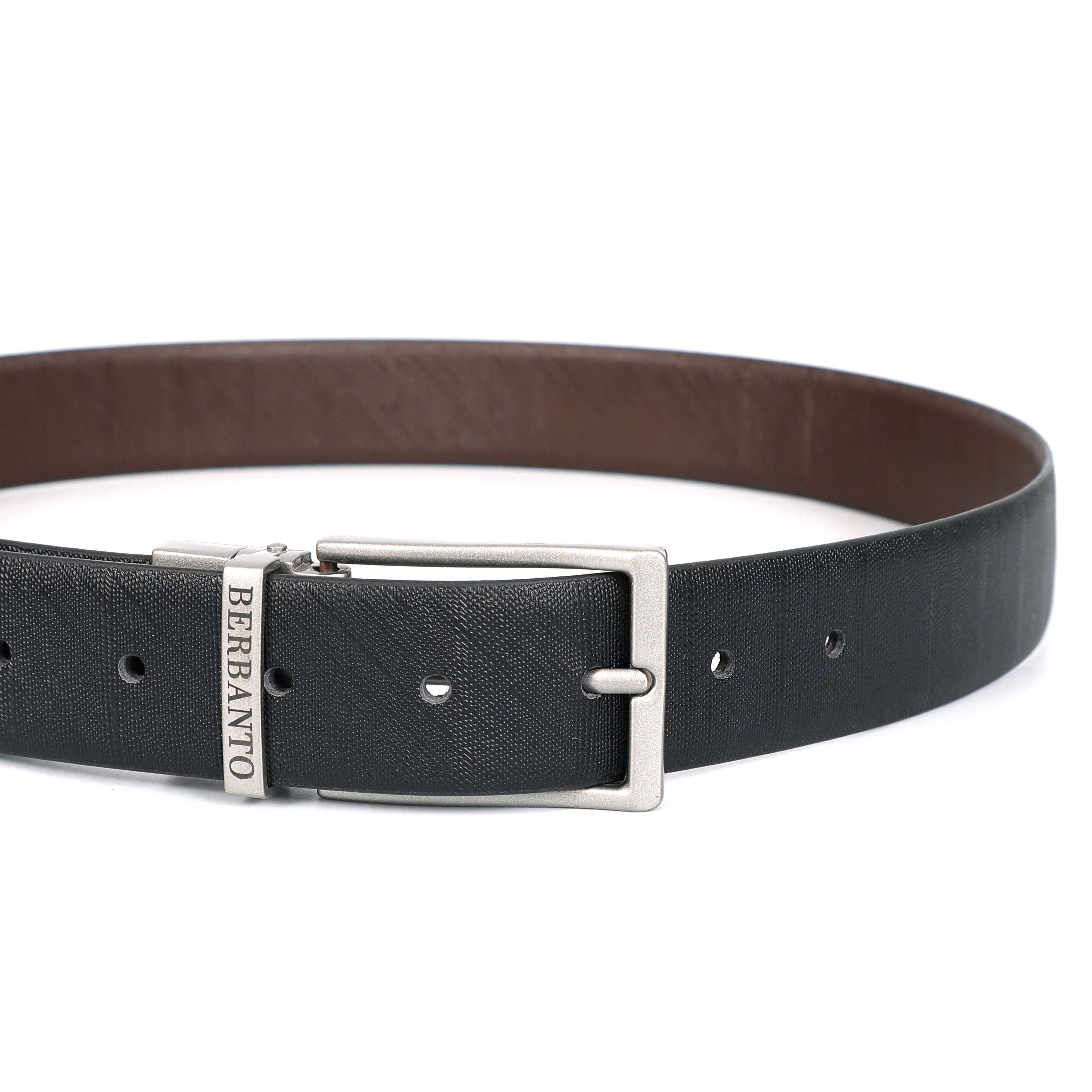 Berbanto Saffiano Prime Reversible Belt – Silver Buckle