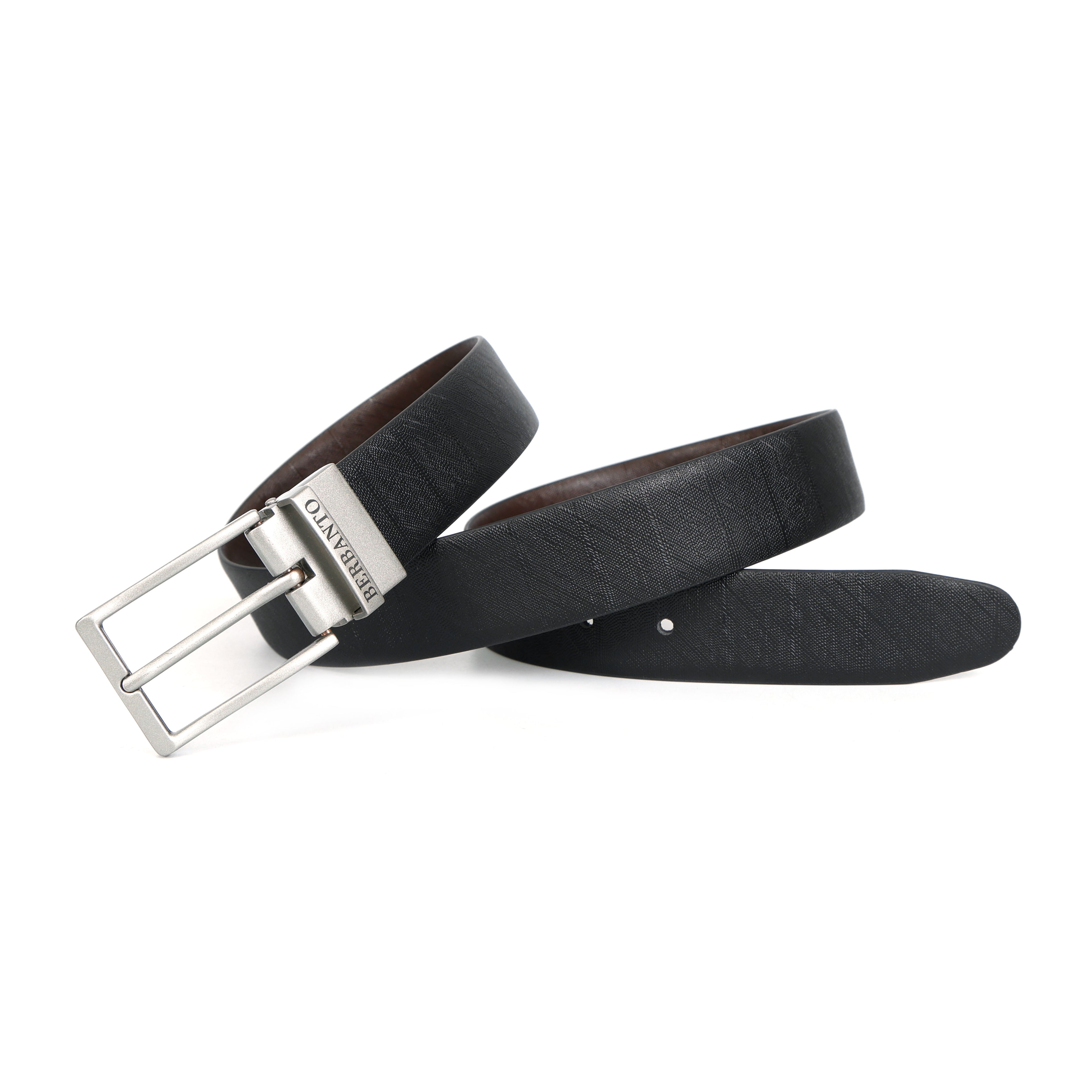 Berbanto Saffiano Prime Reversible Belt – Silver Buckle