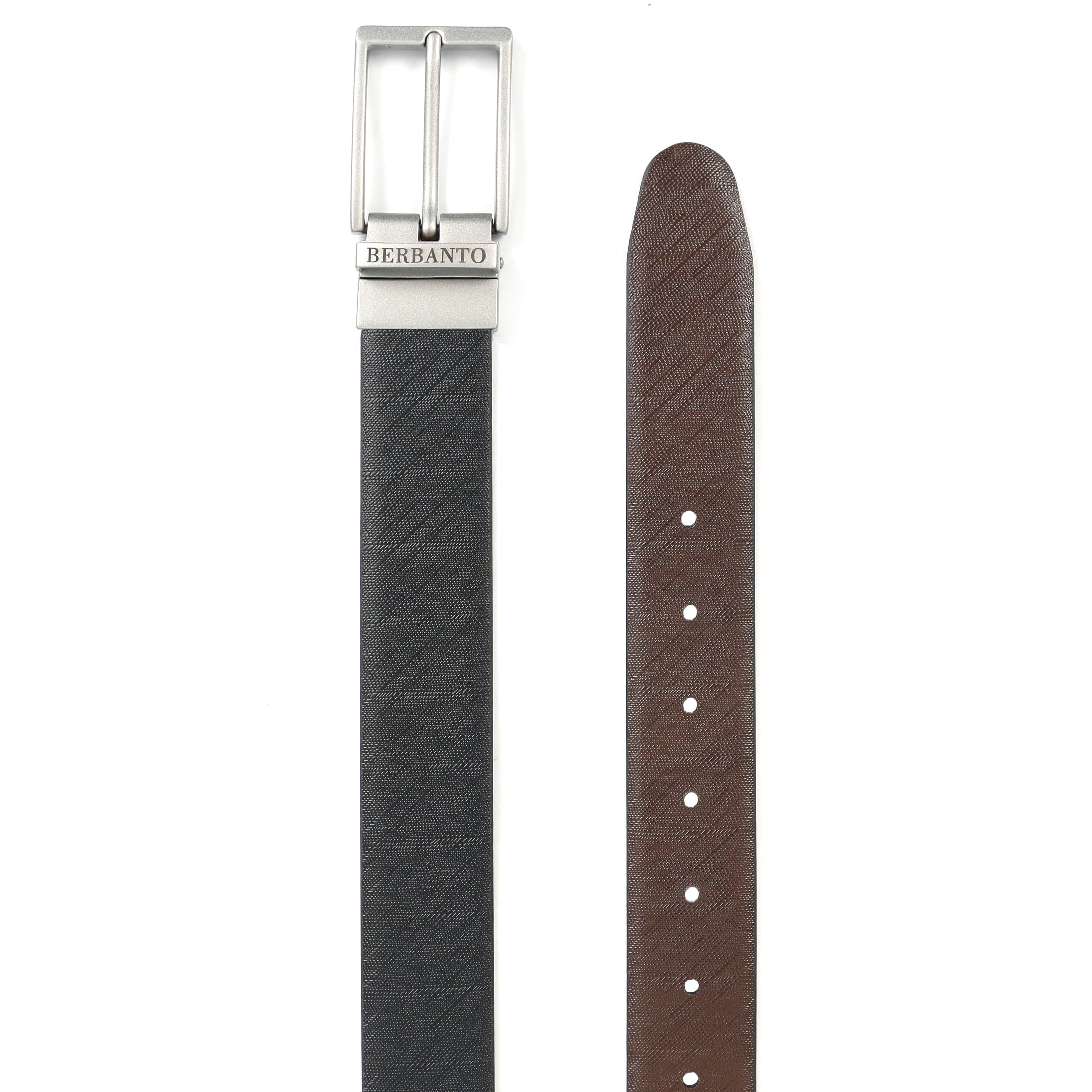 Berbanto Saffiano Prime Reversible Belt – Silver Buckle