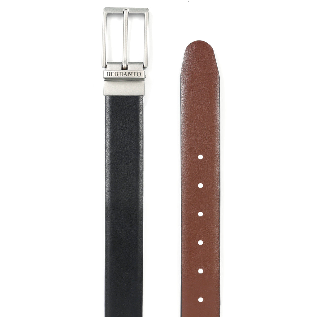 Berbanto Classic Smooth Reversible Belt – Silver Buckle