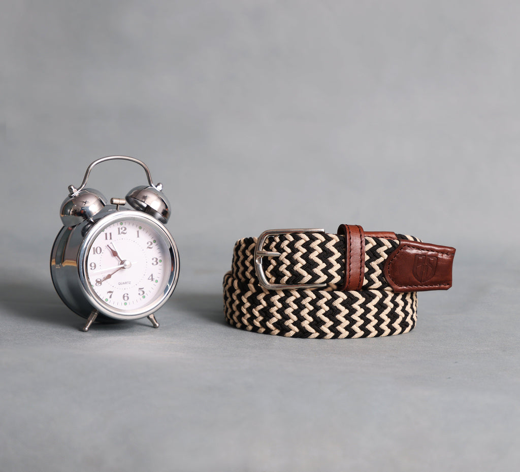 Unisex Black and White Braided Belt