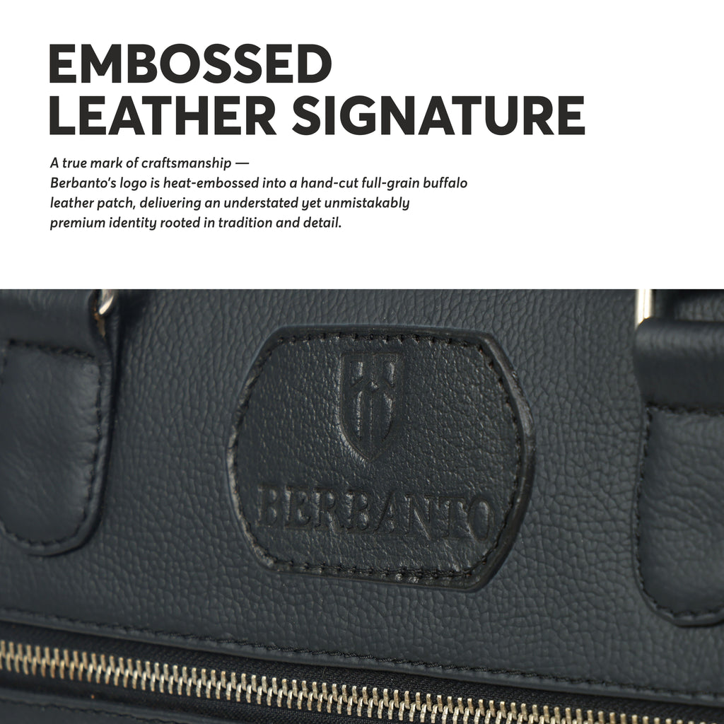 Black Full-Grain Leather Laptop Bag