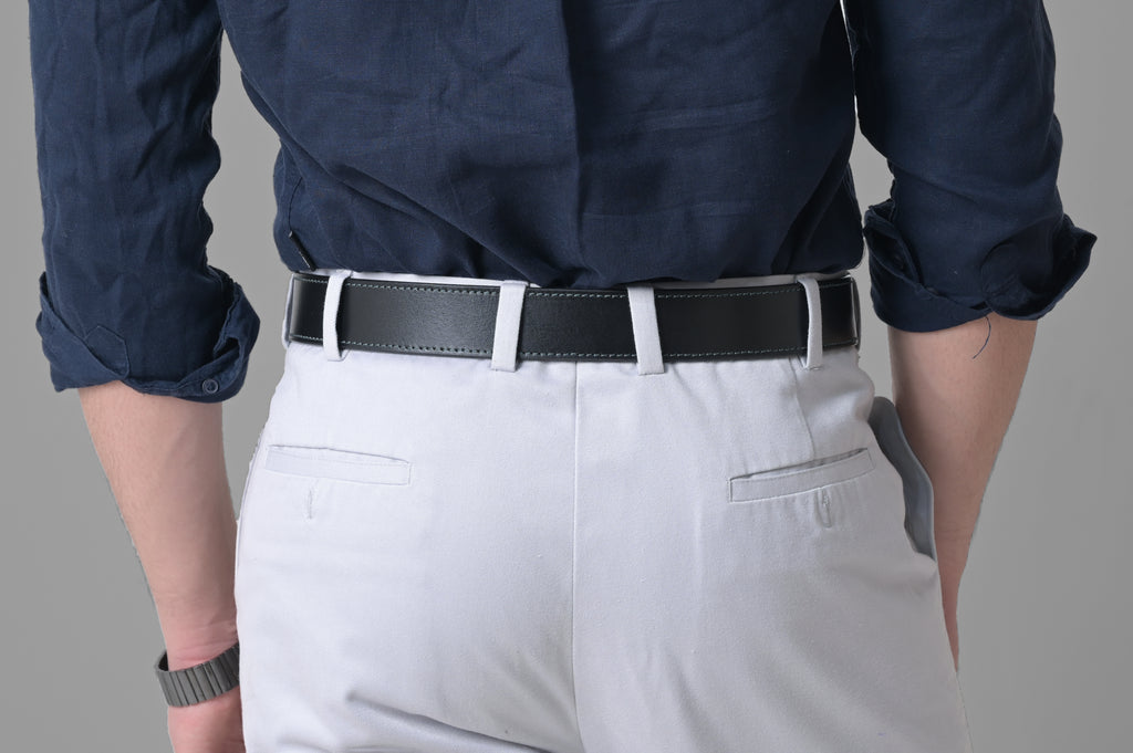 Designer Black Stitching Leather Belt