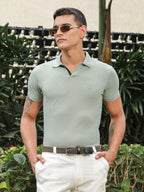 Golf Stretch Belt – Olive Green with Black Leather Trim