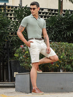 Golf Stretch Belt – Olive Green with Brown Leather Trim