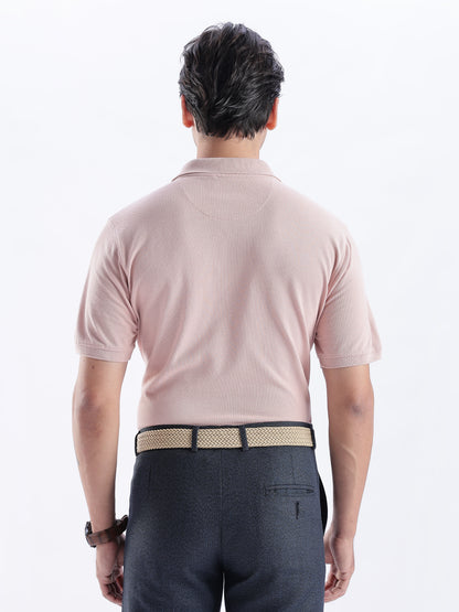 Golf Stretch Belt – Classic Beige with Brown Leather Trim