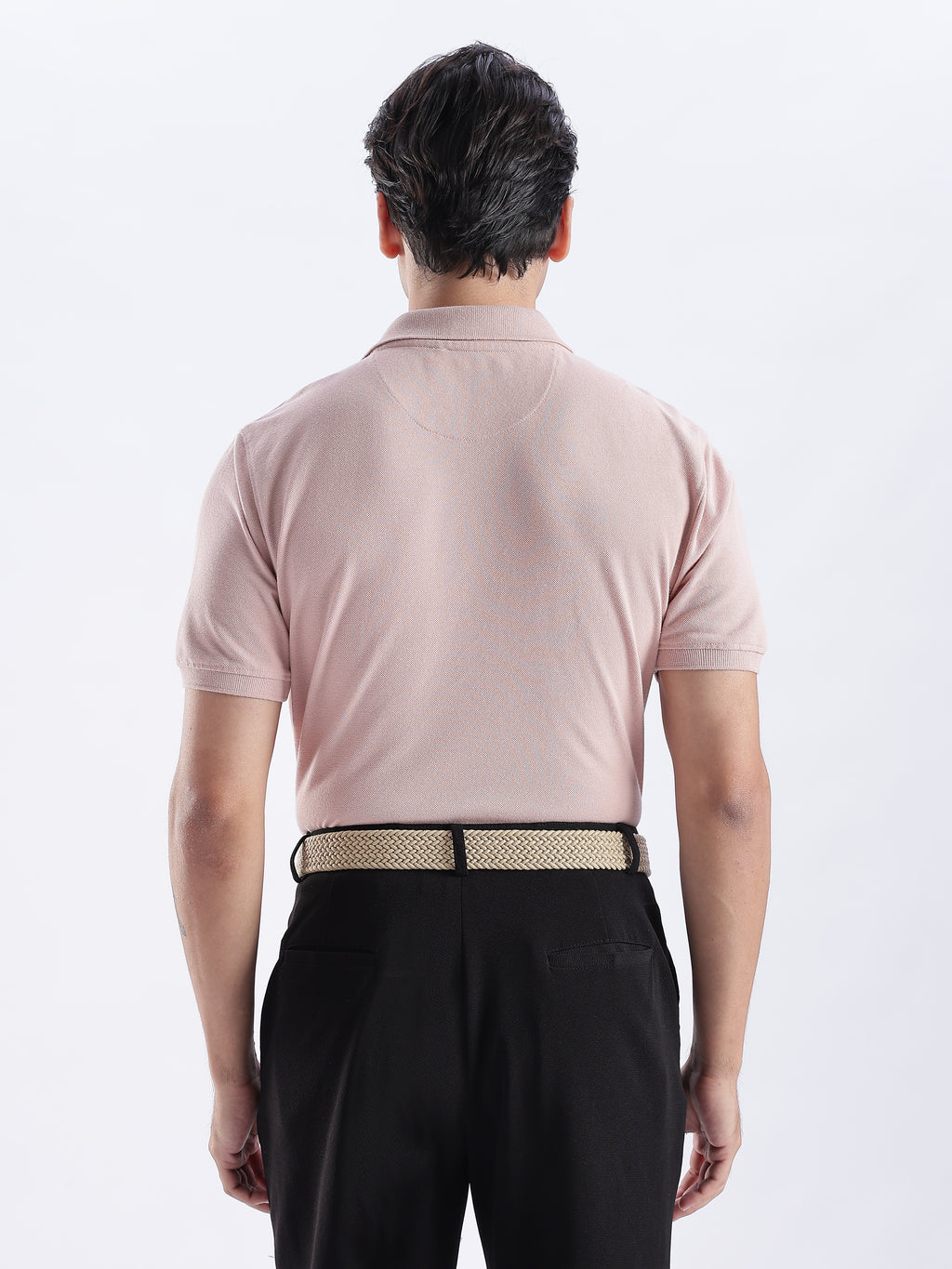 Golf Stretch Belt – Classic Beige with Black Leather Trim