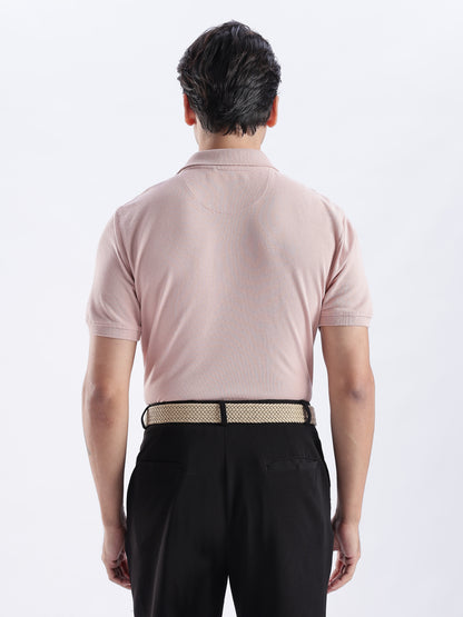 Golf Stretch Belt – Classic Beige with Black Leather Trim