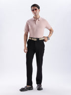Golf Stretch Belt – Classic Beige with Black Leather Trim