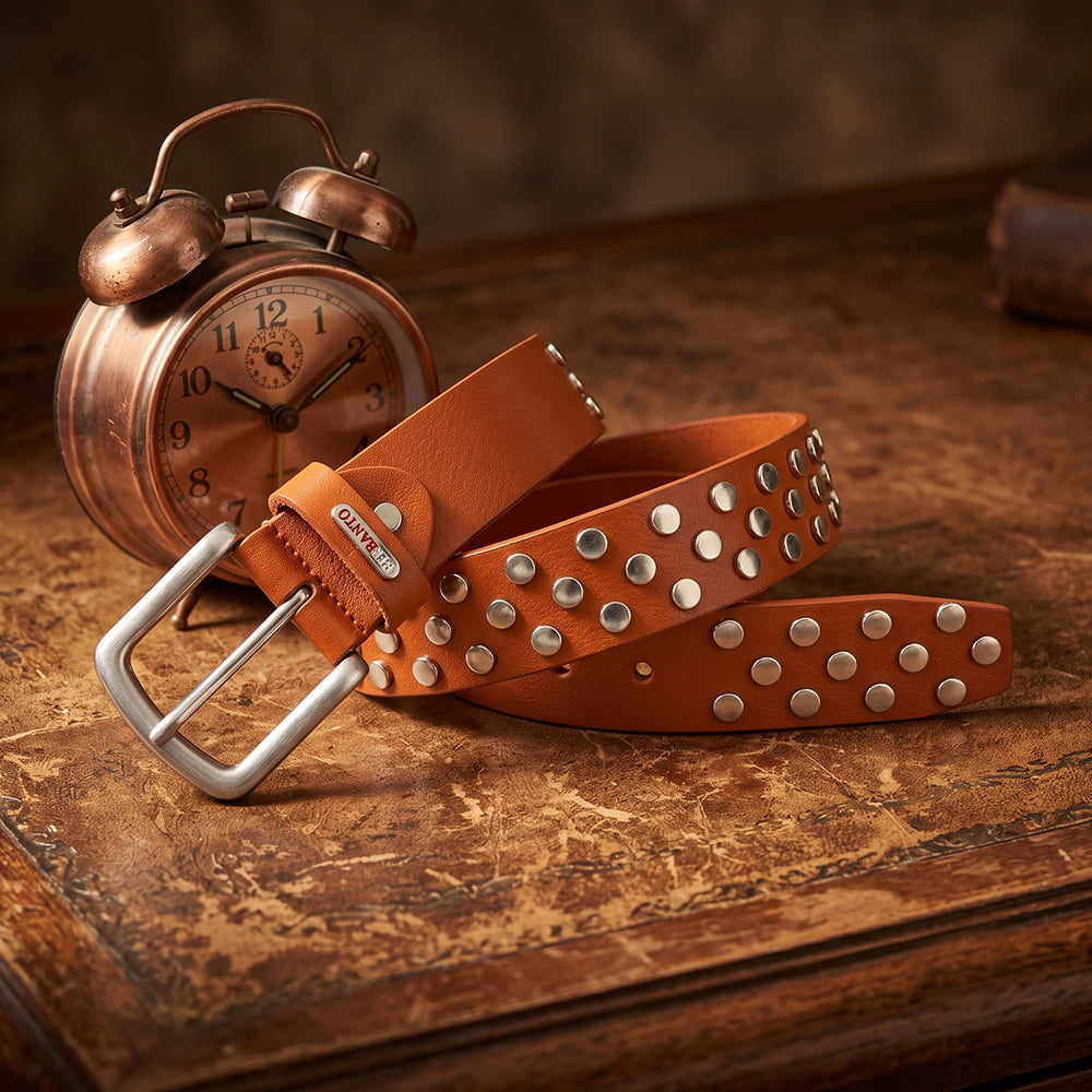 Berbanto Chrome Riot Full-Grain Studded Leather Belt