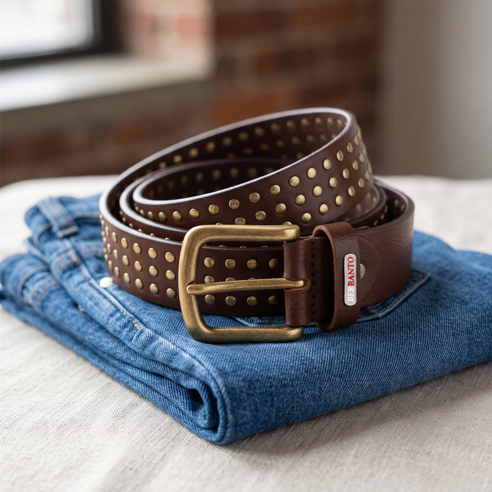 Berbanto Frontier Full-Grain Studded Leather Belt