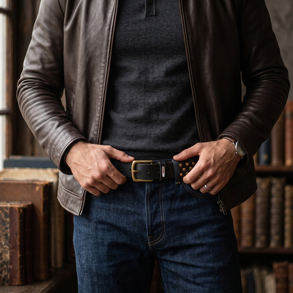 Berbanto Ironforge Full-Grain Studded Leather Belt