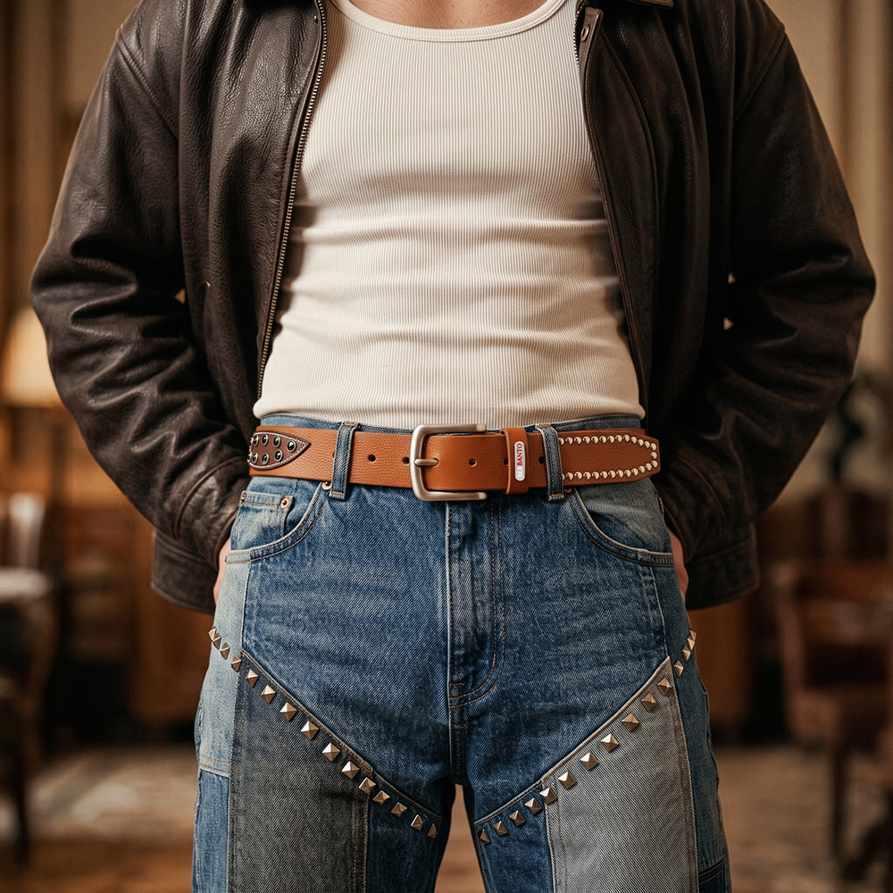 Berbanto Eclipse Full-Grain Studded Leather Belt