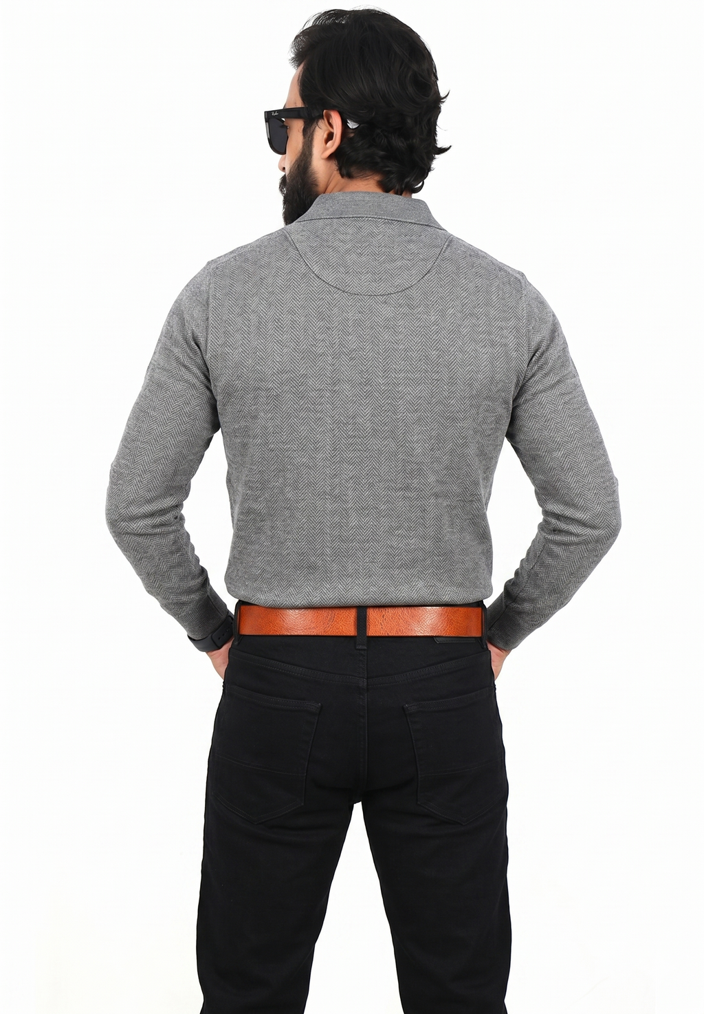 Tan Hand-Painted Leather Belt - Hammered with Silver Buckle