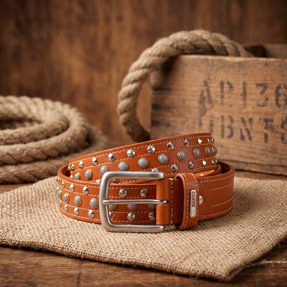 Berbanto Canyon Heritage Full-Grain Studded Leather Belt