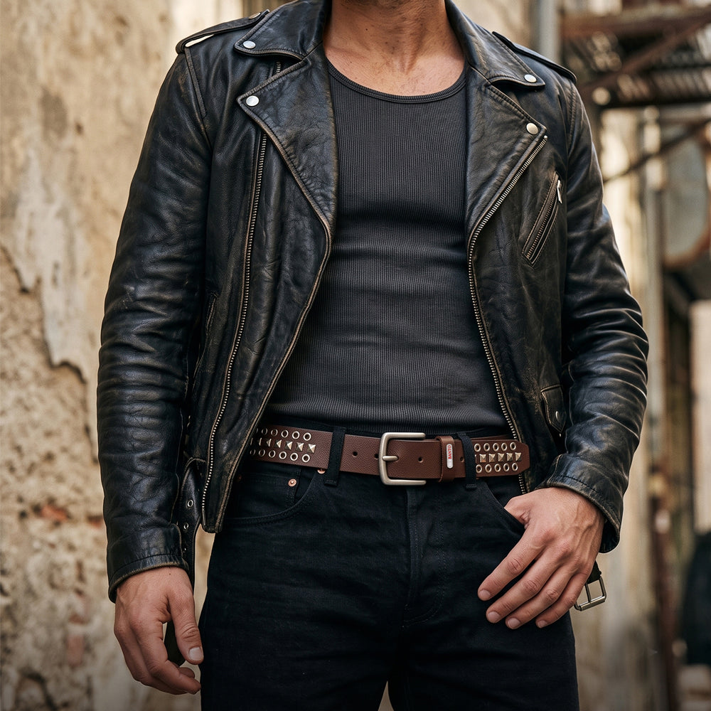 Berbanto Creed Full-Grain Studded Leather Belt