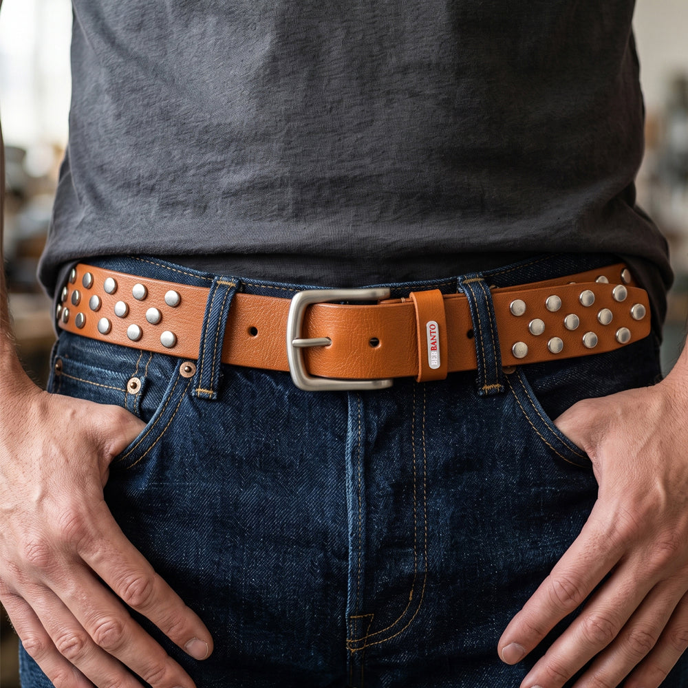 Berbanto Chrome Riot Full-Grain Studded Leather Belt