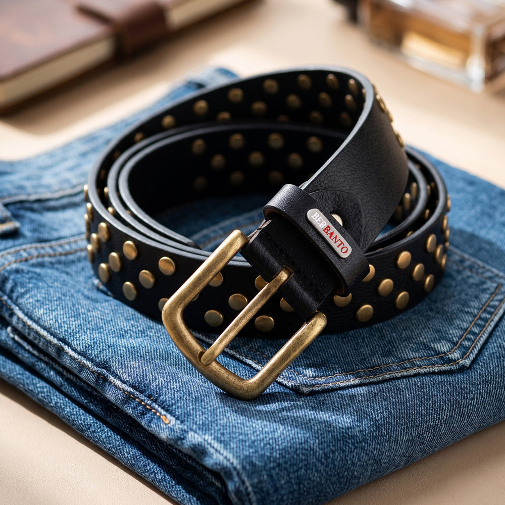 Berbanto Ironforge Full-Grain Studded Leather Belt