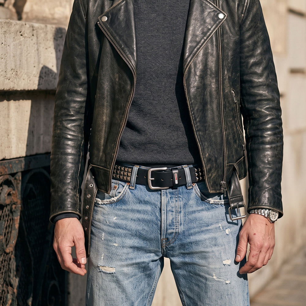 Berbanto Rocco Full-Grain Studded Leather Belt