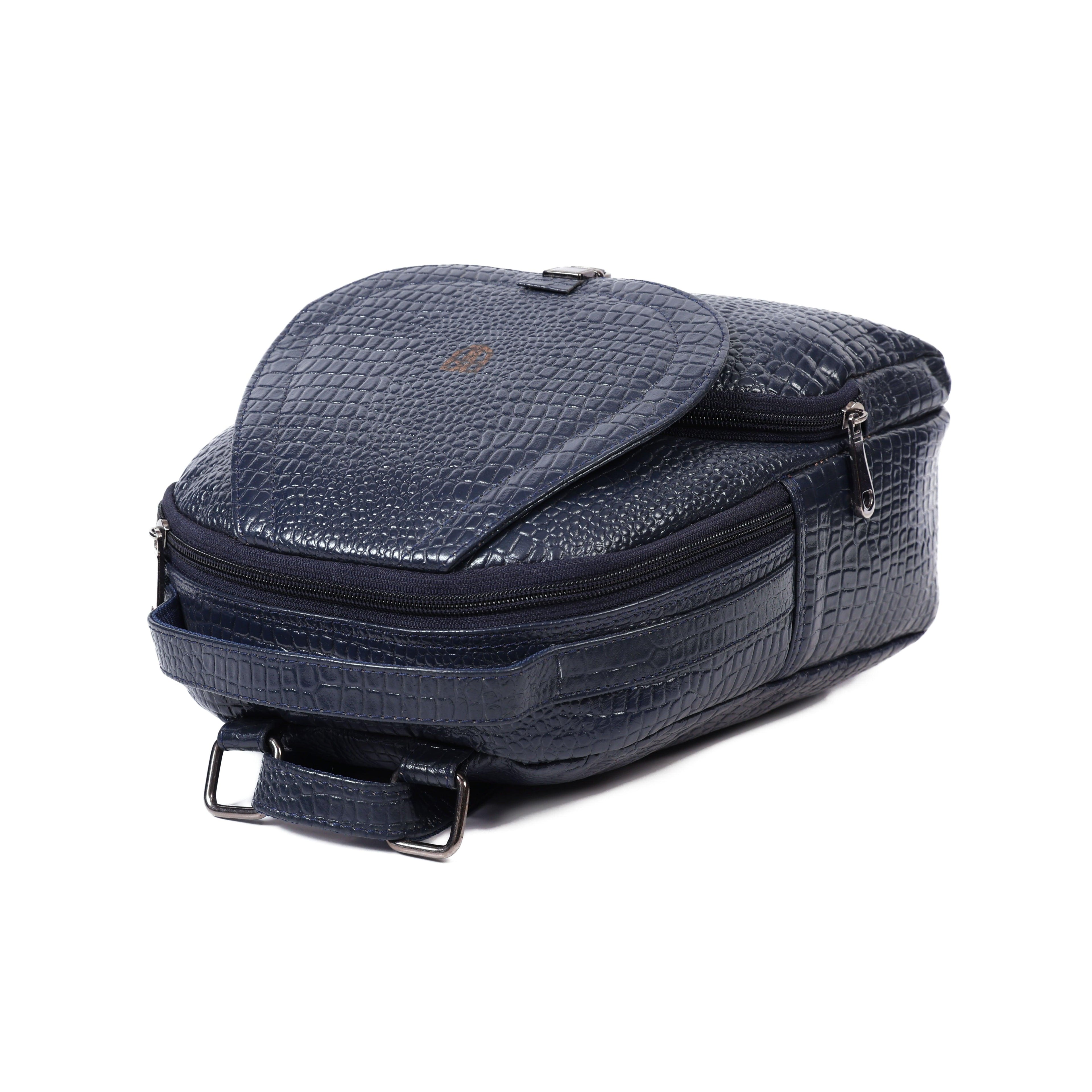 Blue Leather Backpack for Women