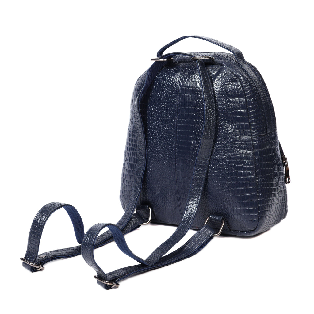 Blue Leather Backpack for Women