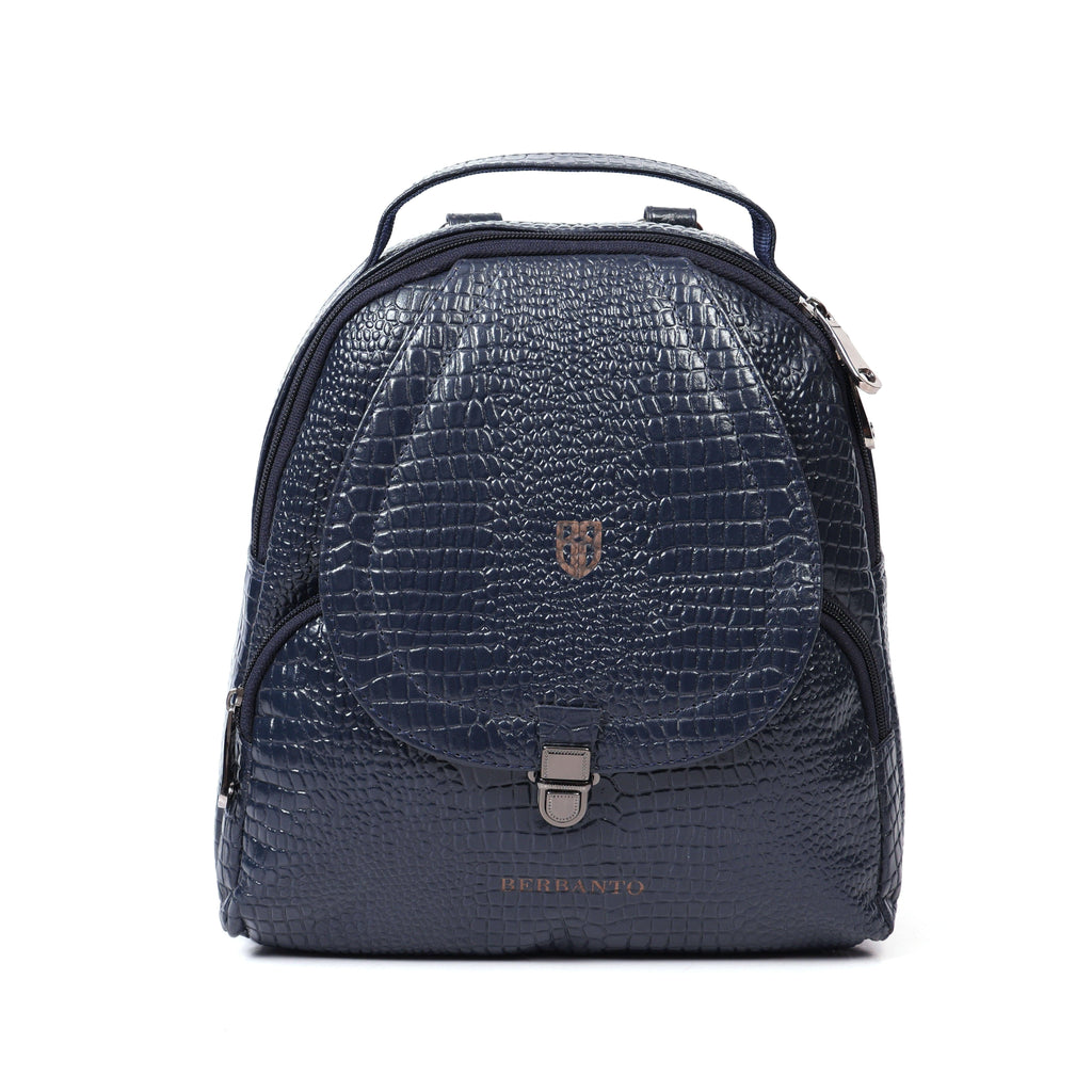 Blue Leather Backpack for Women