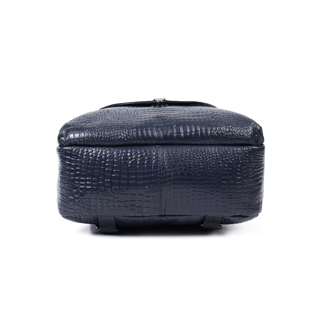 Blue Leather Backpack for Women